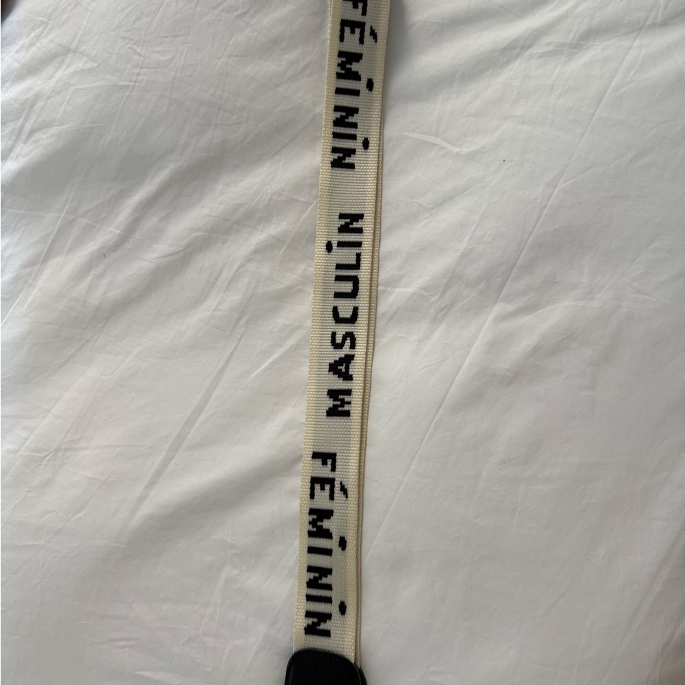 Cream and Black Strap with Text